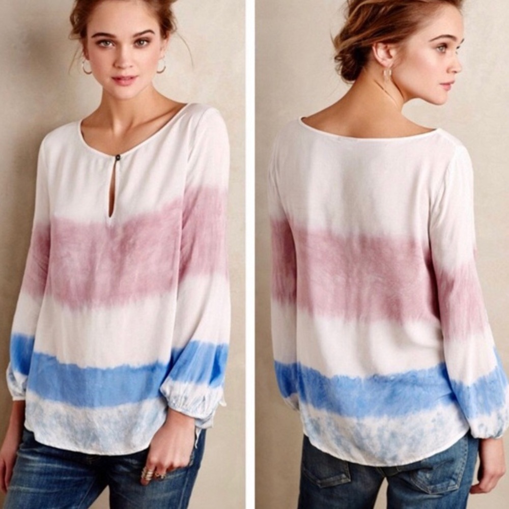 Anthropologie Holding Horses Tie Dye Peasant Top